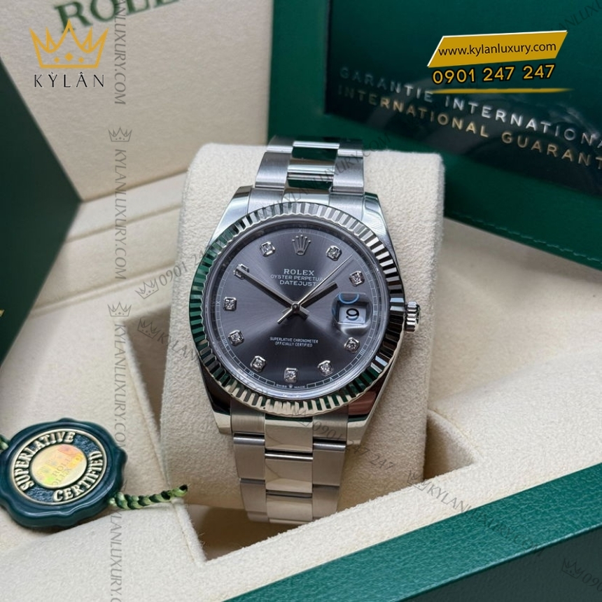 Kỳ Lân Luxury rolex datejust 41 126334 0005 mat xam kim cuong 5 Đồng hồ Rolex Datejust 41 mặt xám kim cương 126334-0005