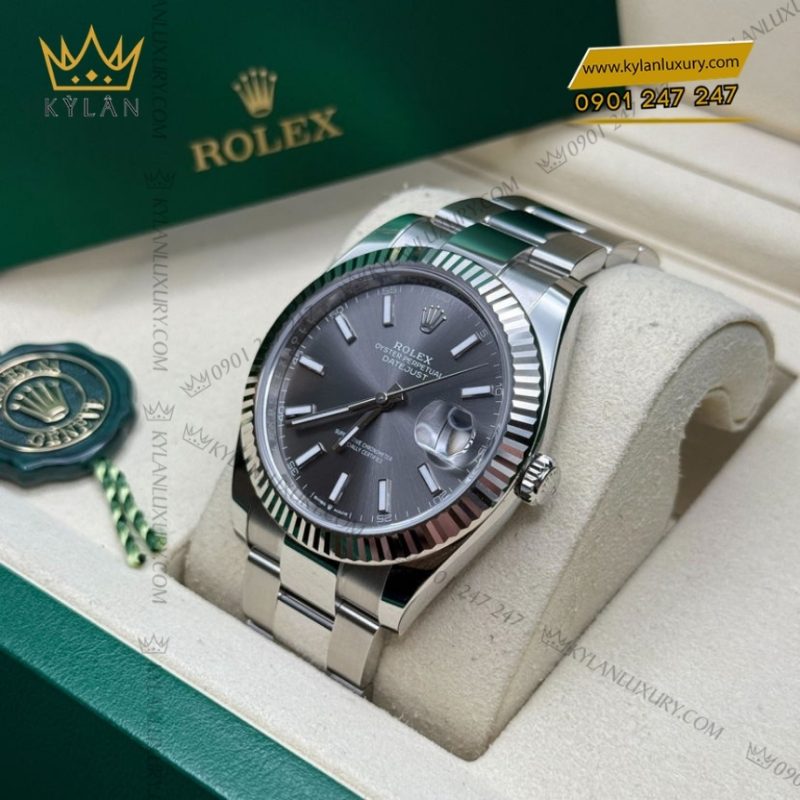 Đồng hồ Rolex Datejust 41 mặt xám cọc dạ quang 126334-0013