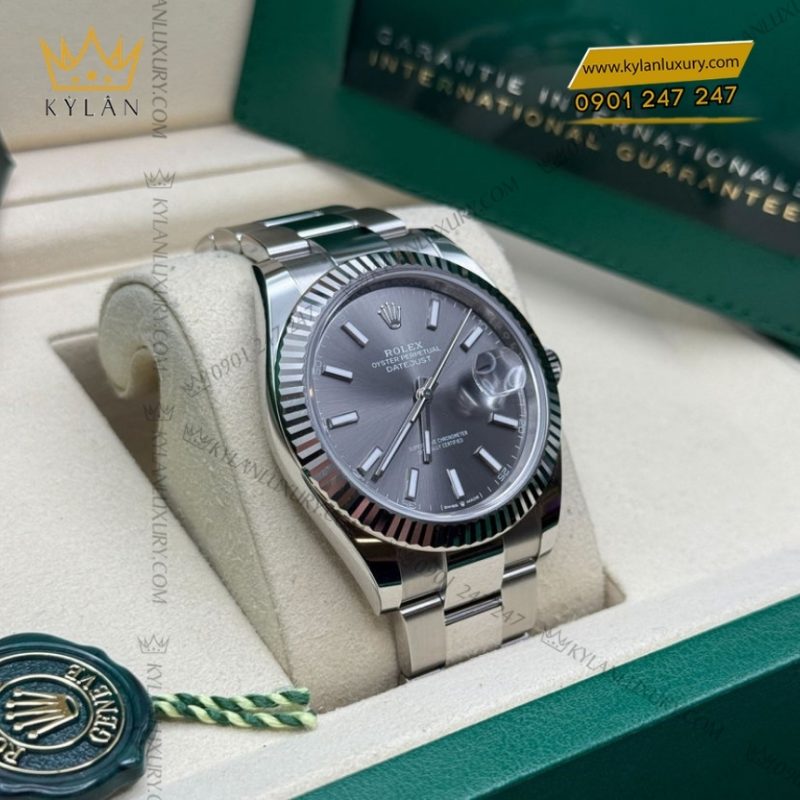 Đồng hồ Rolex Datejust 41 mặt xám cọc dạ quang 126334-0013