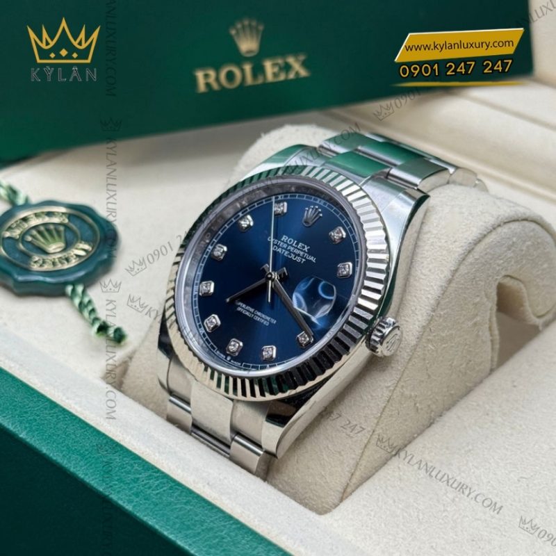 Đồng hồ Rolex Datejust 41 mặt xanh dương kim cương 126334-0015