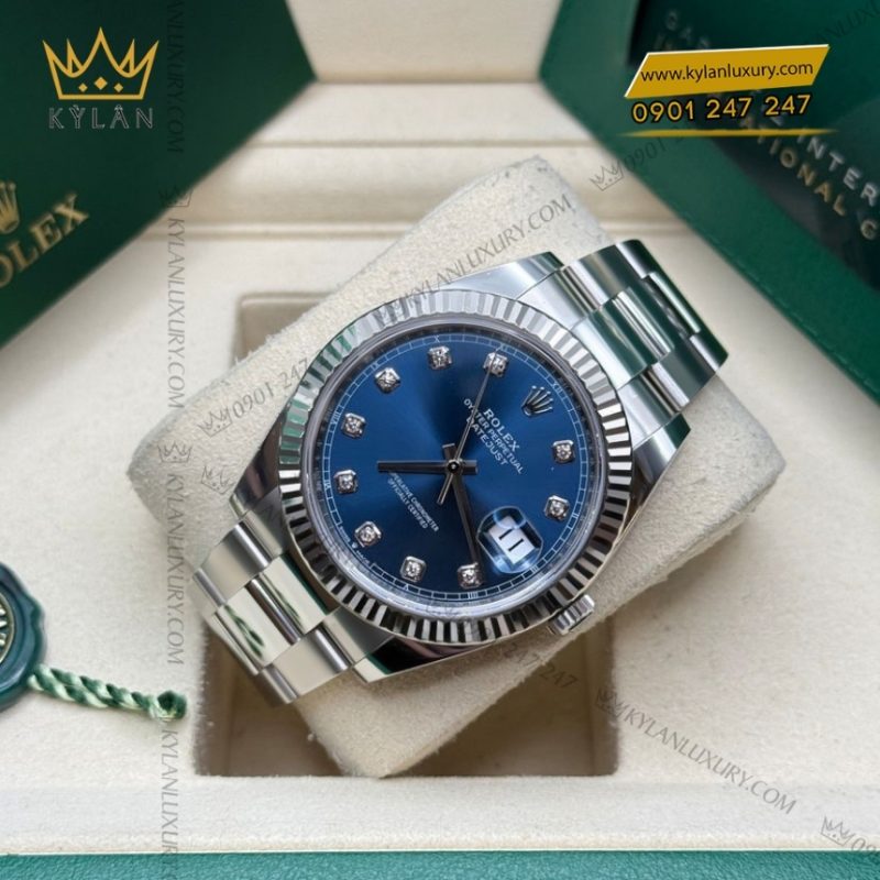 Đồng hồ Rolex Datejust 41 mặt xanh dương kim cương 126334-0015