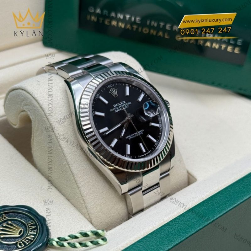 Đồng hồ Rolex Datejust 41 mặt đen cọc dạ quang 126334-0017