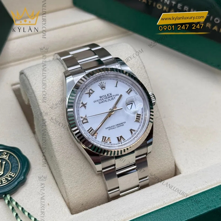 Kỳ Lân Luxury rolex datejust 41 126334 0023 trang la ma 2 Đồng hồ Rolex Datejust 41 mặt trắng cọc La Mã 126334-0023