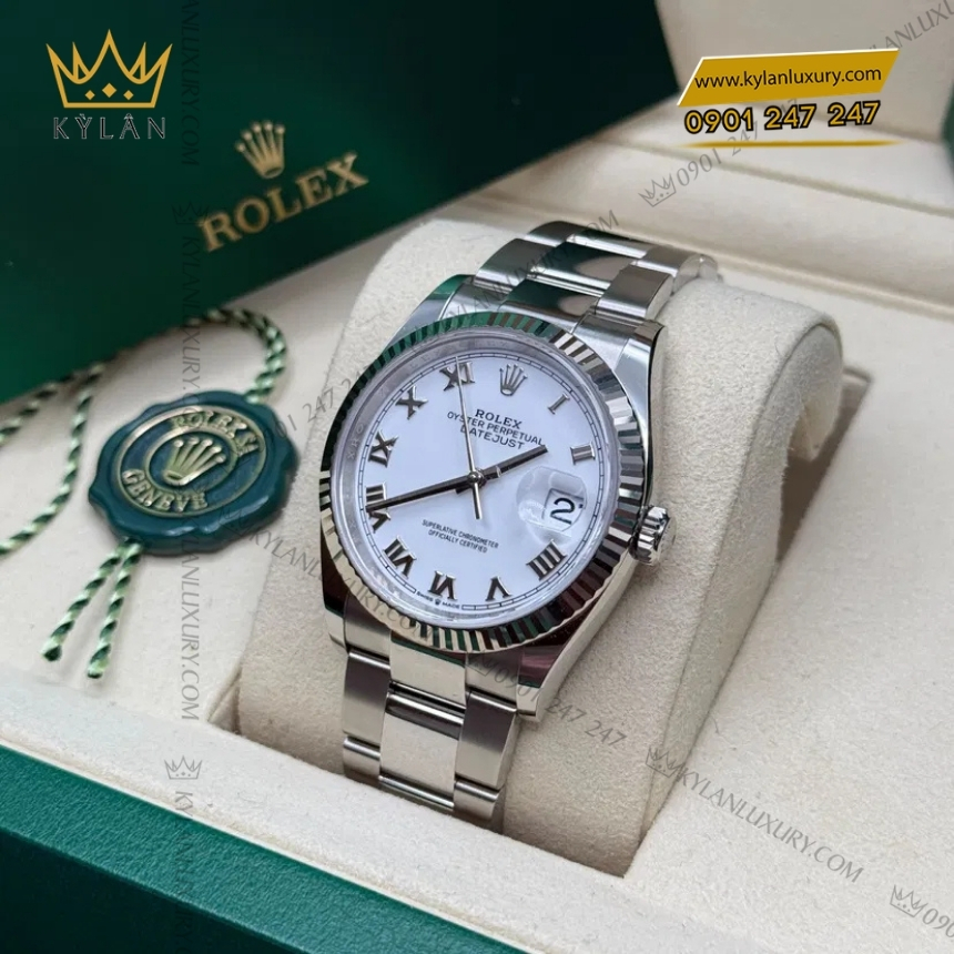 Kỳ Lân Luxury rolex datejust 41 126334 0023 trang la ma 3 Đồng hồ Rolex Datejust 41 mặt trắng cọc La Mã 126334-0023