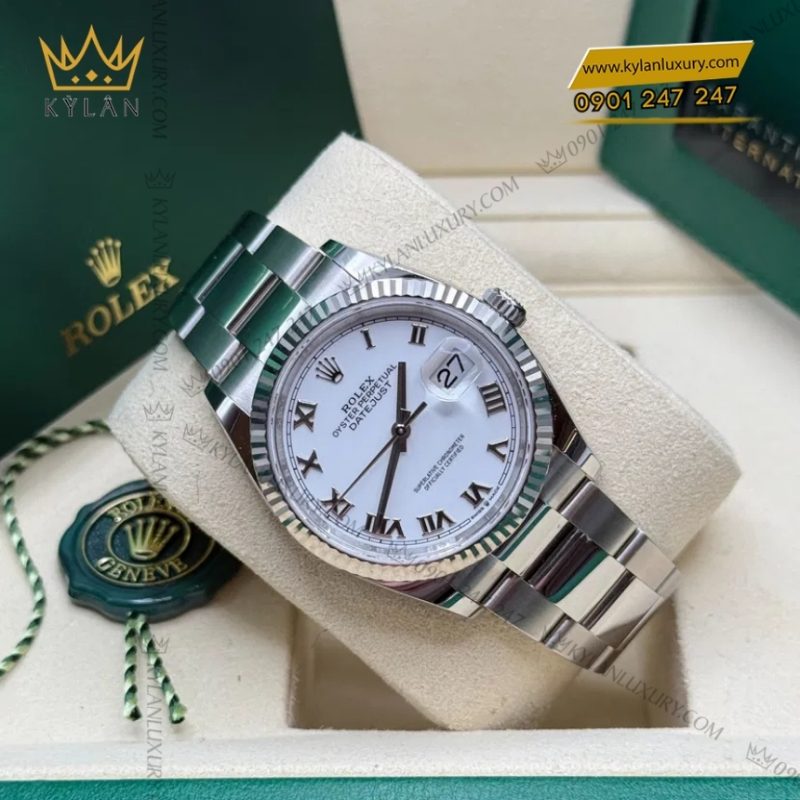 Đồng hồ Rolex Datejust 41 mặt trắng cọc La Mã 126334-0023