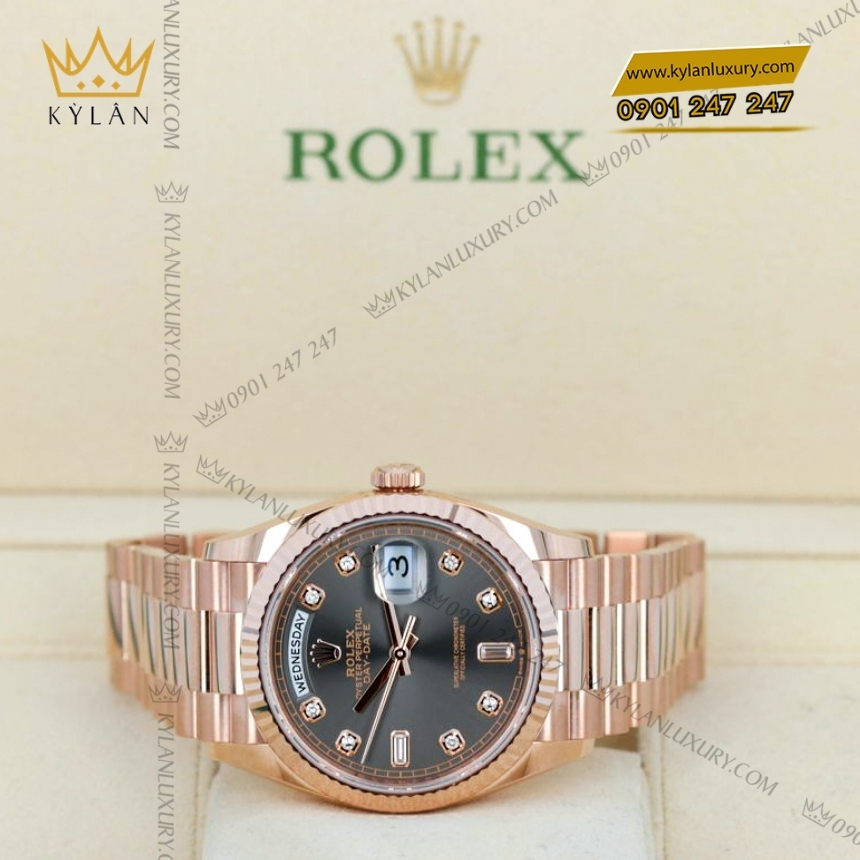 Kỳ Lân Luxury rolex day date 36 128235 0050 mat xam kim cuong 3 Đồng hồ Rolex Day Date 36 mặt xám kim cương 128235-0050