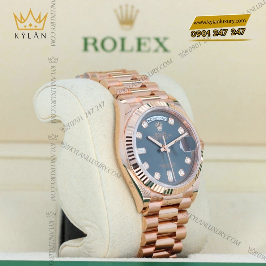 Kỳ Lân Luxury rolex day date 36 128235 0050 mat xam kim cuong 5 Đồng hồ Rolex Day Date 36 mặt xám kim cương 128235-0050