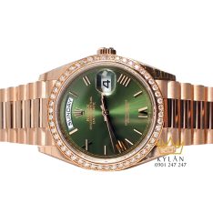 Đồng hồ Rolex Day Date 36 mặt Olive custom vành kim tròn