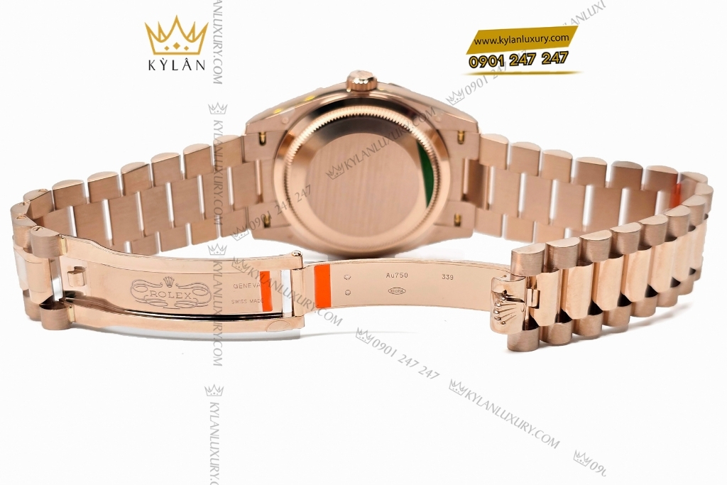 Kỳ Lân Luxury rolex day date 36 mat olive custom vanh kim tron 11 Đồng hồ Rolex Day Date 36 mặt Olive custom vành kim tròn