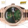 Đồng hồ Rolex Day Date 36 mặt Olive custom vành kim tròn