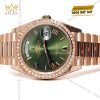 Đồng hồ Rolex Day Date 36 mặt Olive custom vành kim tròn