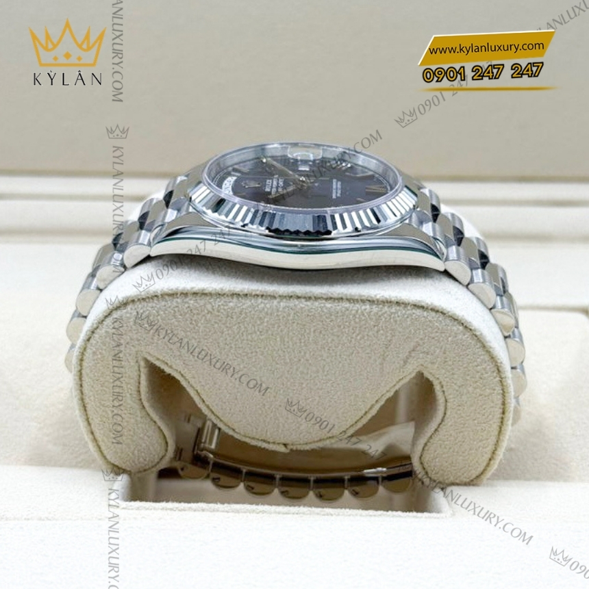 Kỳ Lân Luxury rolex day date 40 228236 0007 xanh bright blue 4 Đồng hồ Rolex Day Date 40 bạch kim mặt xanh dương 228236-0007