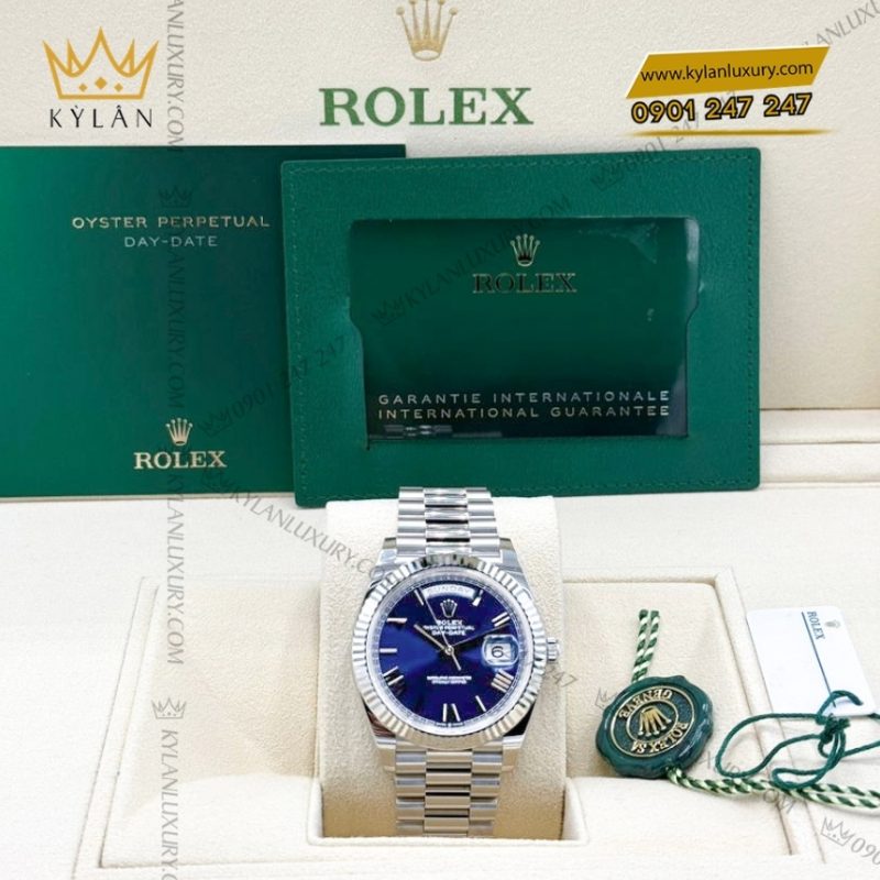 Đồng hồ Rolex Day Date 40 bạch kim mặt xanh dương 228236-0007