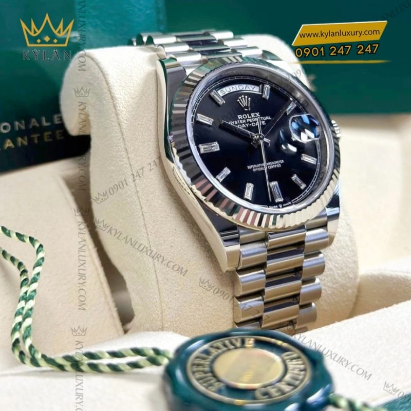 Đồng hồ Rolex Day Date 40 mặt đen kim cương 228239-0005