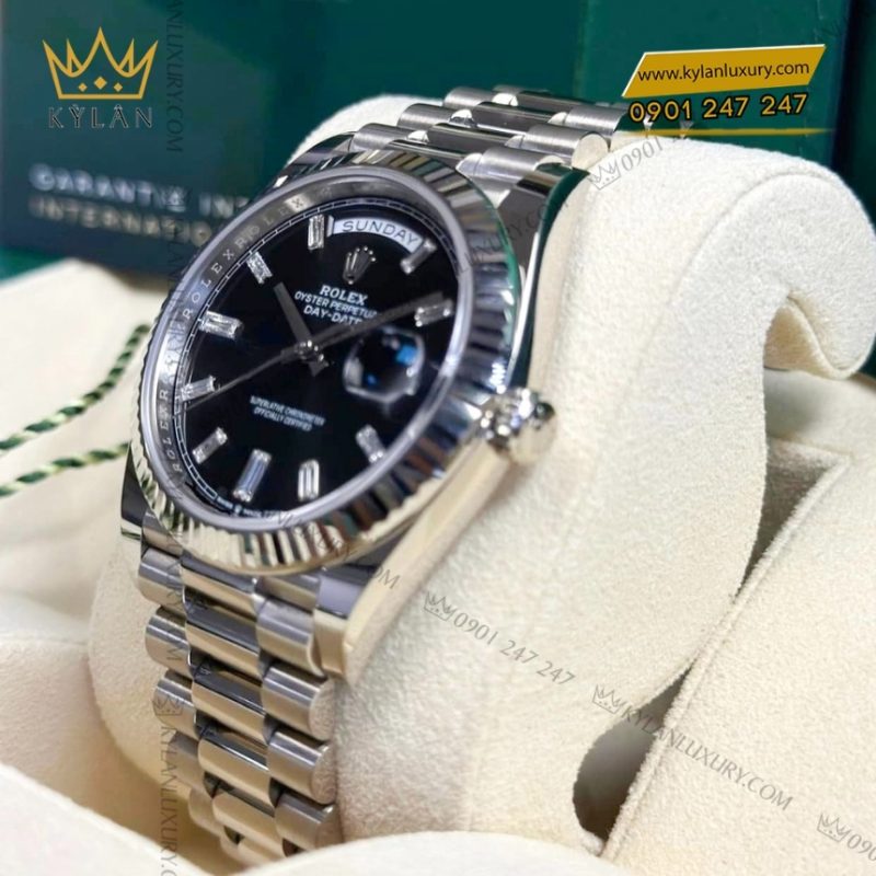 Đồng hồ Rolex Day Date 40 mặt đen kim cương 228239-0005