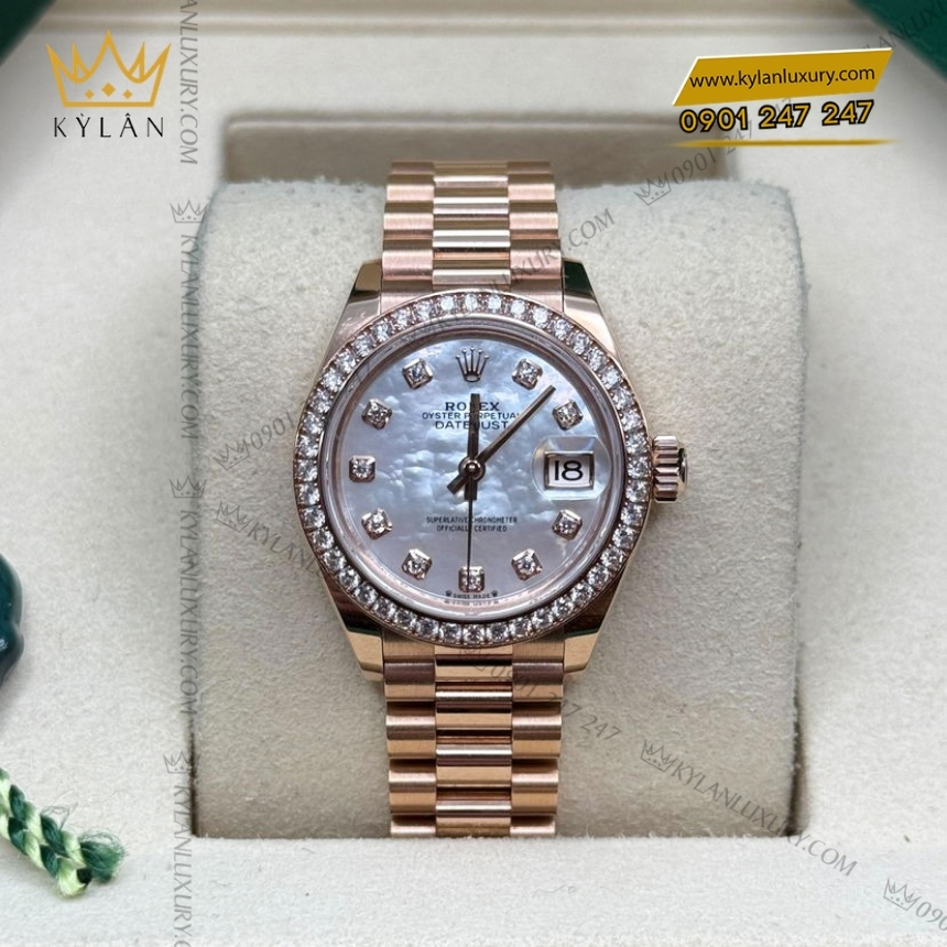 Kỳ Lân Luxury rolex lady datejust 28 279135rbr 0010 xa cu 6 Đồng hồ Rolex Lady Datejust 28 mặt xà cừ kim cương 279135RBR-0010