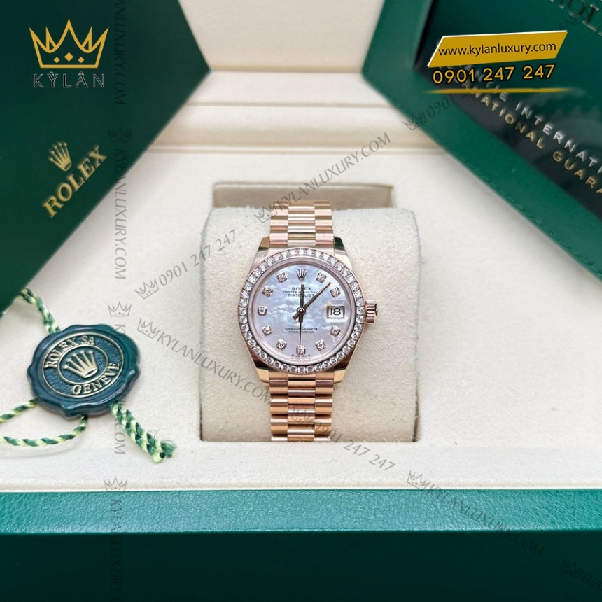 Kỳ Lân Luxury rolex lady datejust 28 279135rbr 0010 xa cu 7 Đồng hồ Rolex Lady Datejust 28 mặt xà cừ kim cương 279135RBR-0010