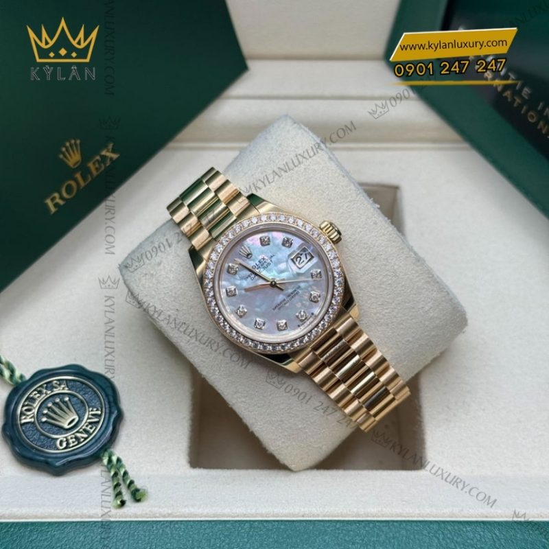 Đồng hồ Rolex Lady Datejust 28 mặt xà cừ kim cương 279138RBR-0015