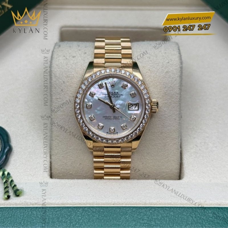 Đồng hồ Rolex Lady Datejust 28 mặt xà cừ kim cương 279138RBR-0015