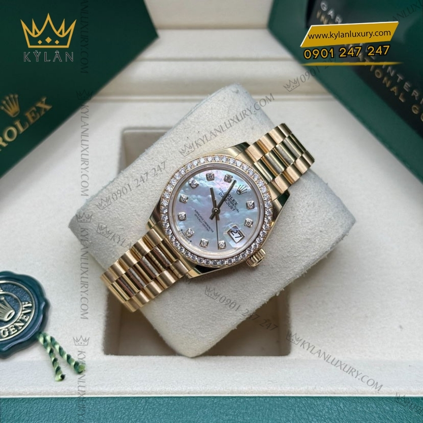 Kỳ Lân Luxury rolex lady datejust 28 279138rbr 0015 xa cu 8 Đồng hồ Rolex Lady Datejust 28 mặt xà cừ kim cương 279138RBR-0015