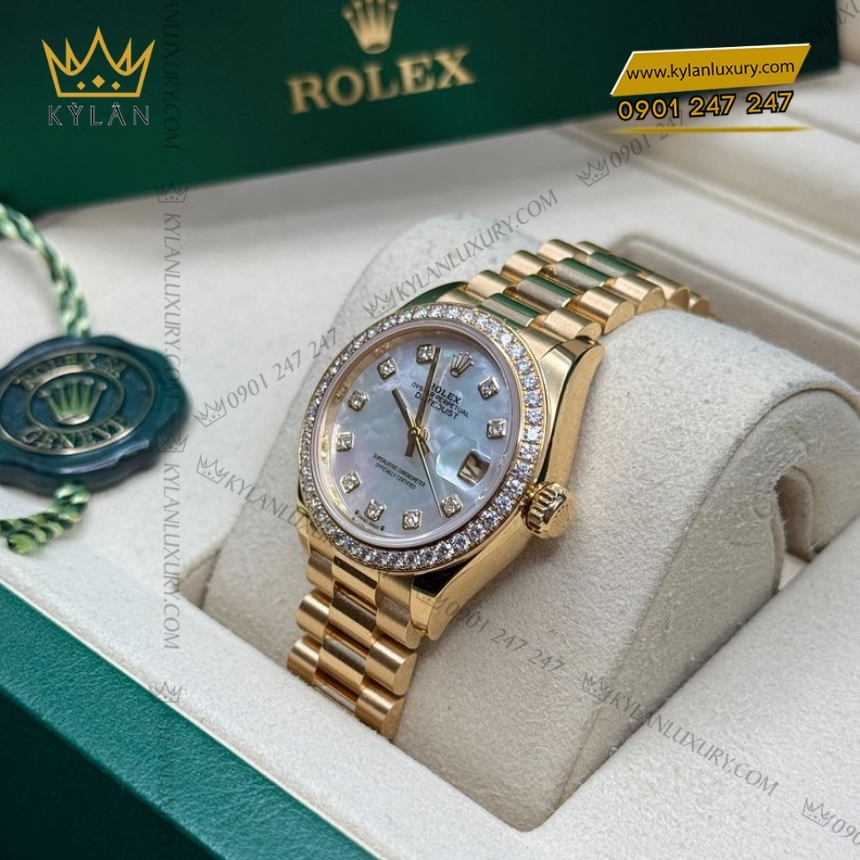 Kỳ Lân Luxury rolex lady datejust 28 279138rbr 0015 xa cu 9 Đồng hồ Rolex Lady Datejust 28 mặt xà cừ kim cương 279138RBR-0015