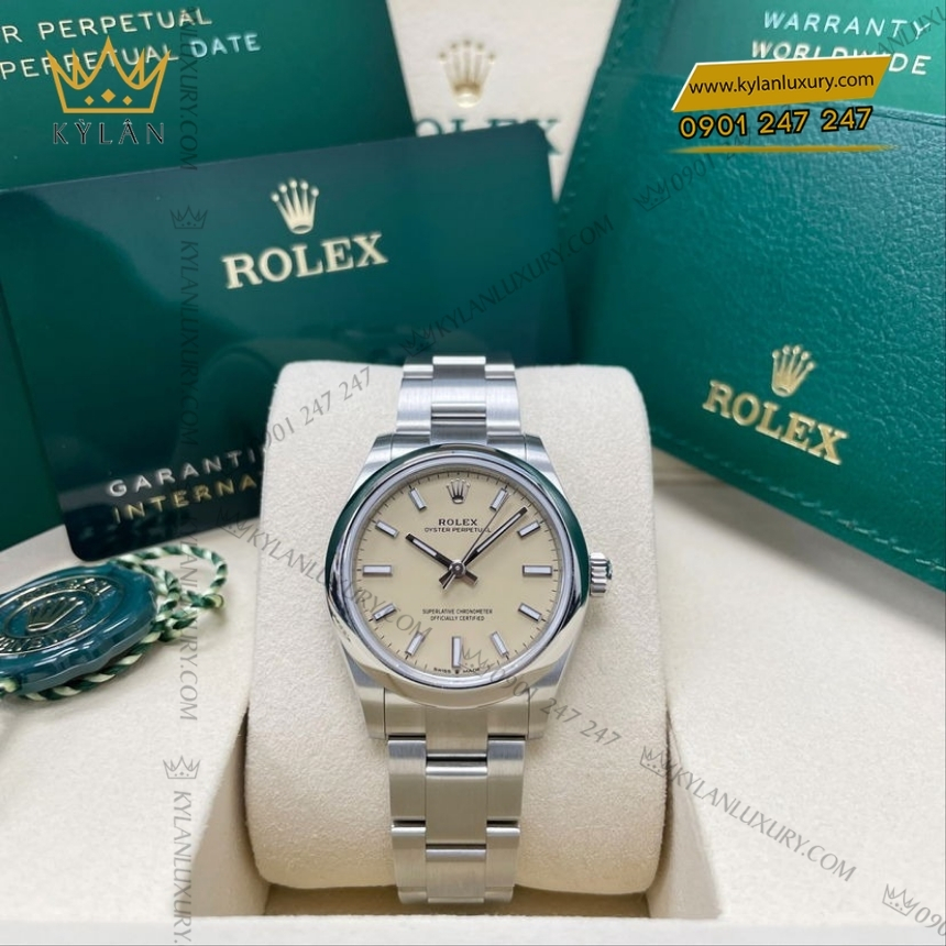 Kỳ Lân Luxury rolex oyster perpetual 31 277200 0013 mat so beige 4 Đồng hồ Rolex Oyster Perpetual 31 mặt số beige 277200-0013