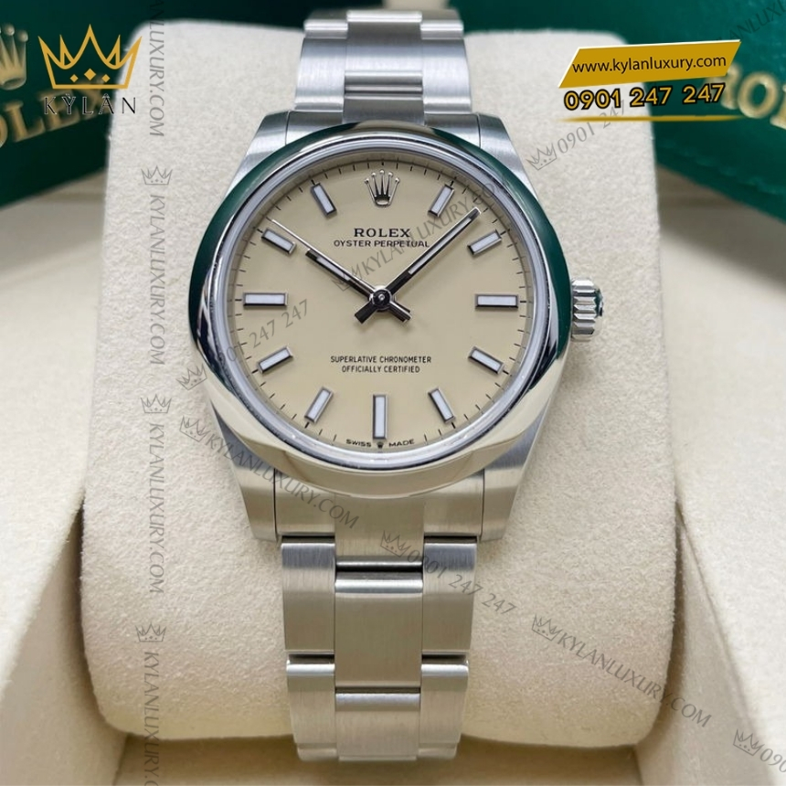 Kỳ Lân Luxury rolex oyster perpetual 31 277200 0013 mat so beige 8 Đồng hồ Rolex Oyster Perpetual 31 mặt số beige 277200-0013