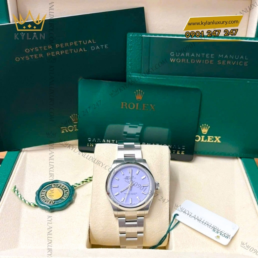 Kỳ Lân Luxury rolex oyster perpetual 31 277200 0014 mat lavender 6 Đồng hồ Rolex Oyster Perpetual 31 mặt Lavender 277200-0014