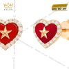 Bông tai trái tim đính ngôi sao vàng hồng Au750 và kim cương