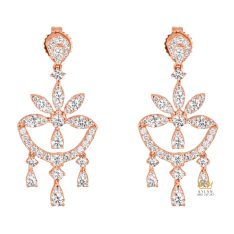 Bông tai vàng hồng Au750 đính kim cương