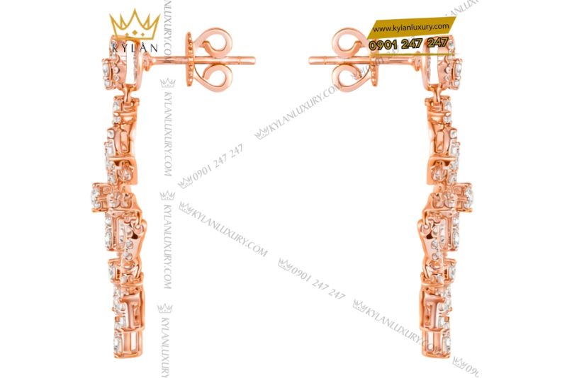 Bông tai vàng hồng Au750 đính kim cương