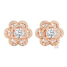 Bông tai vàng hồng Au750 đính kim cương