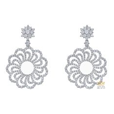 Bông tai vàng trắng Au750 đính kim cương