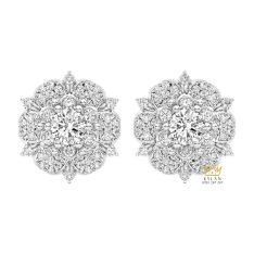 Bông tai vàng trắng Au750 đính kim cương