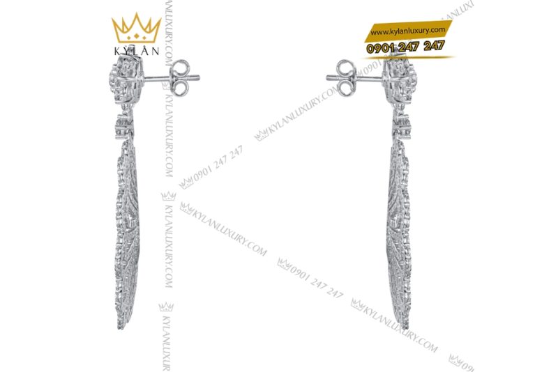 Bông tai vàng trắng Au750 đính kim cương