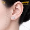 Bông tai vàng trắng Au750 đính kim cương