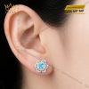 Bông tai vàng trắng Au750 đính kim cương và đá Topaz