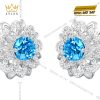 Bông tai vàng trắng Au750 đính kim cương và đá Topaz