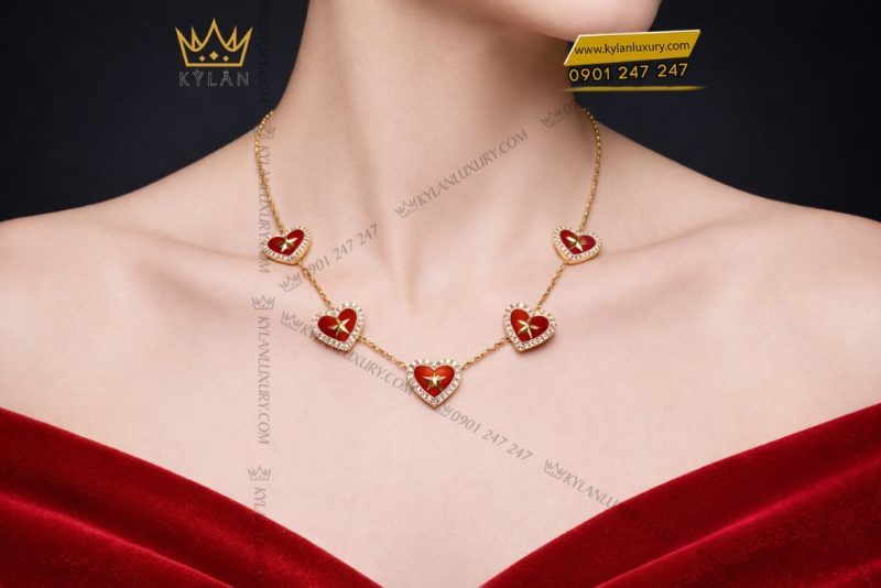 Dây chuyền trái tim đính ngôi sao vàng Au750 và kim cương
