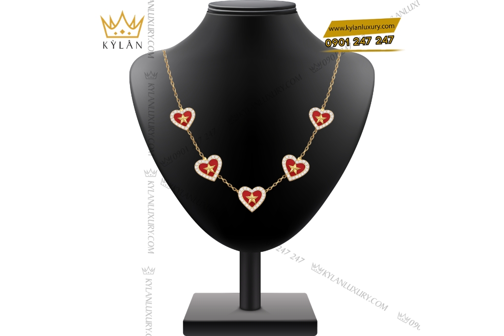 Kỳ Lân Luxury Day chuyen trai tim dinh ngoi sao vang hong Au750 va kim cuong 2 Dây chuyền trái tim đính ngôi sao vàng Au750 và kim cương
