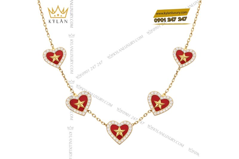 Dây chuyền trái tim đính ngôi sao vàng Au750 và kim cương
