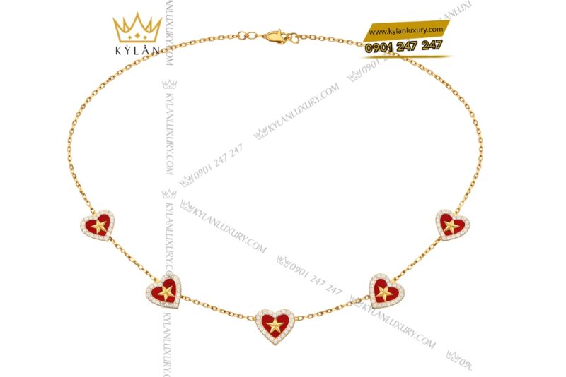 Dây chuyền trái tim đính ngôi sao vàng Au750 và kim cương
