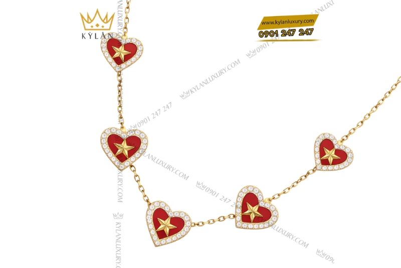 Dây chuyền trái tim đính ngôi sao vàng Au750 và kim cương