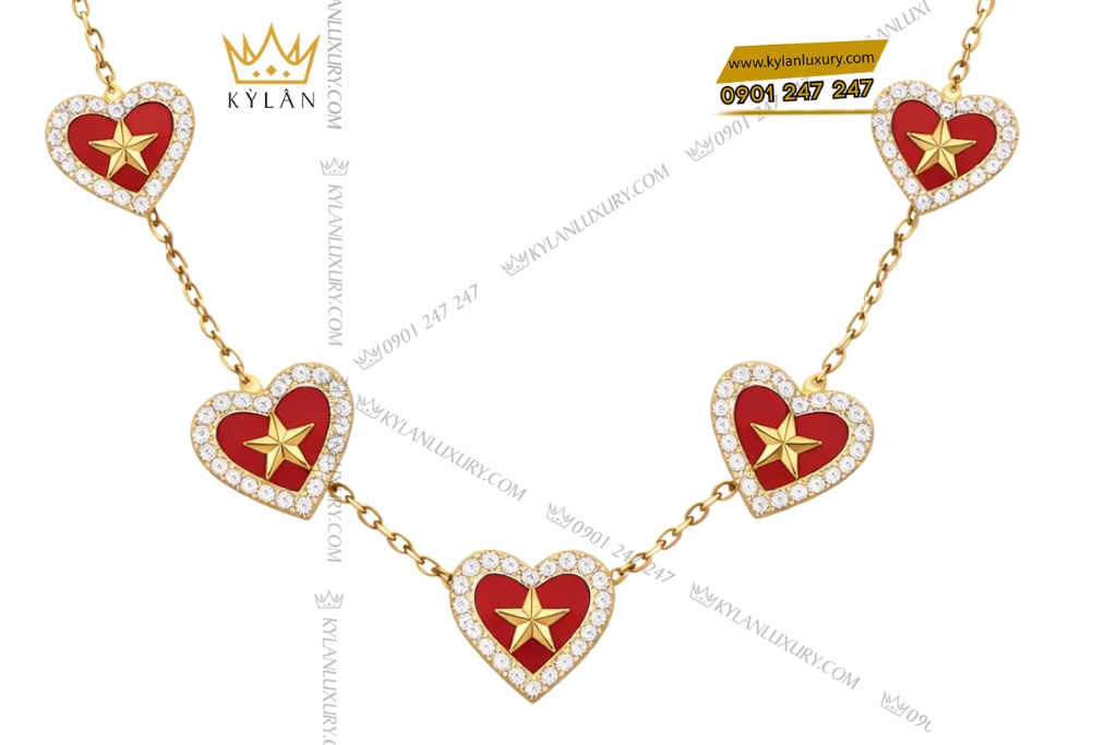 Kỳ Lân Luxury Day chuyen trai tim dinh ngoi sao vang hong Au750 va kim cuong 6 Dây chuyền trái tim đính ngôi sao vàng Au750 và kim cương
