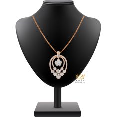 Dây chuyền vàng hồng Au750 đính kim cương