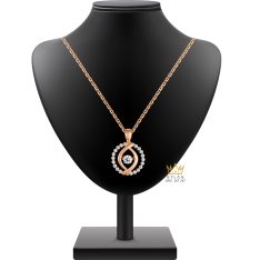 Dây chuyền vàng hồng Au750 đính kim cương