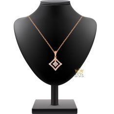 Dây chuyền vàng hồng Au750 đính kim cương