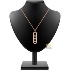 Dây chuyền vàng hồng Au750 đính kim cương