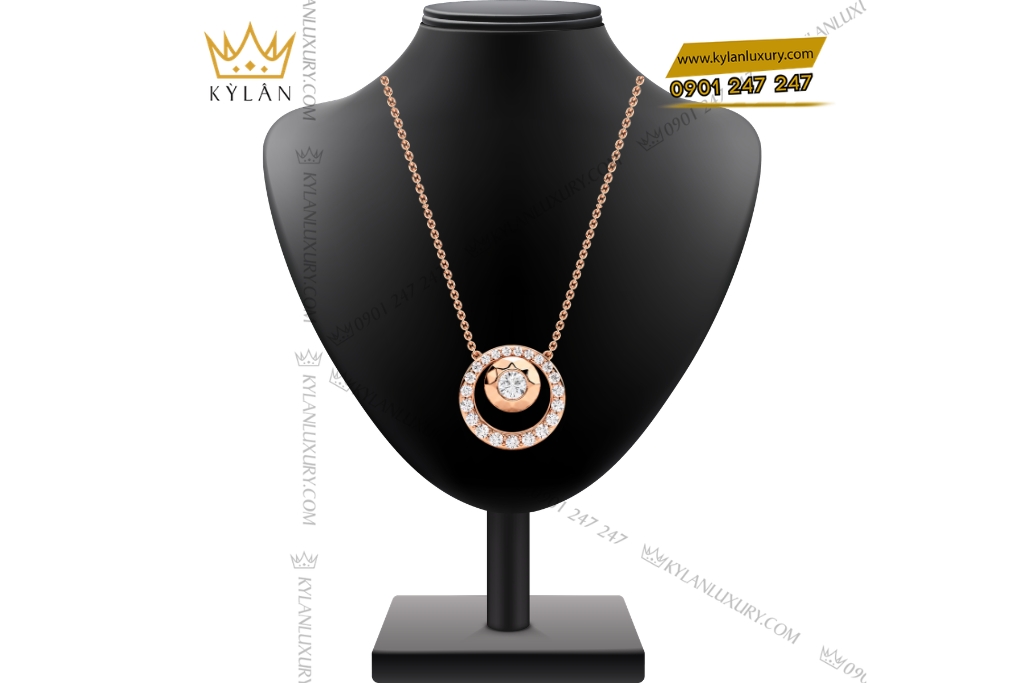 Kỳ Lân Luxury Day chuyen vang hong Au750 dinh kim cuong 1 4 Dây chuyền vàng hồng Au750 đính kim cương