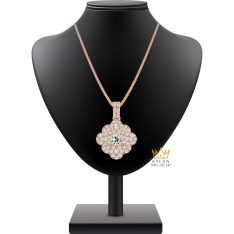 Dây chuyền vàng hồng Au750 đính kim cương